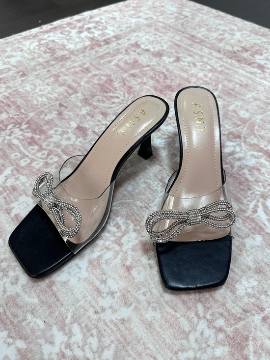 Shoes - NEW 🖤 Y2K Crystal Bow Clear Strap Slip On Heels